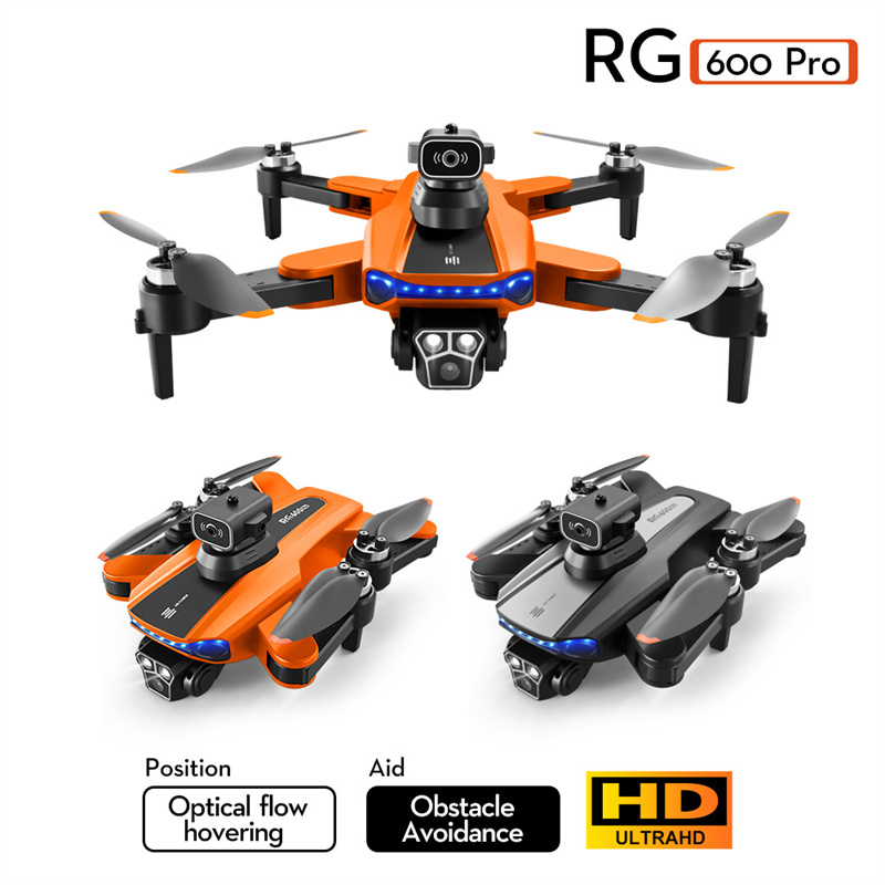 RG600PRO DRONE 4K HD Aerial RC Plan Dual Camera Quadcopter Folding Flyer Three Sides Hinder Undvikande Lämplig för vuxna Lyckliga gåva för barn Tre batterier