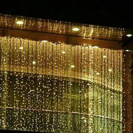 RGB 300 LEDS 3M 3M Led Waterval Outdoor Lichtslinger Kerst Bruiloft Vakantie Tuin LED Gordijn Verlichting Decoratie AC110V-253W