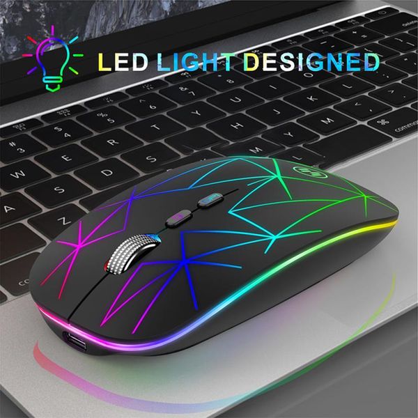 Souris Bluetooth rvb souris sans fil USB souris d'ordinateur Bluetooth Mause Gamer ergonomique LED souris de jeu silencieuse Rechargeable pour PC