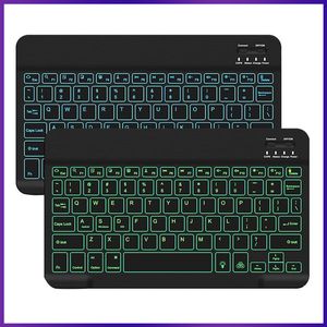 Teclado y ratón RGB BT, teclado inalámbrico recargable, teclado con retroiluminación para ipad, tableta, portátil