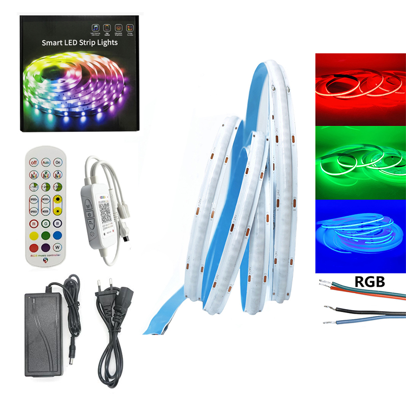 RGB COB LED Strip Light Kit 12V 810led/M Bluetooth WiFi Music Flexibele tape voor binnen decoratieverlichting