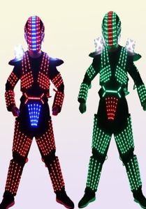 RGB Kleur LED Groeiende Robot Pak Kostuum Mannen LED Lichtgevende Kleding Danskleding Voor Nachtclubs Party KTV Supplies7079549