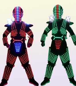 RGB Kleur LED Groeiende Robot Pak Kostuum Mannen LED Lichtgevende Kleding Danskleding Voor Nachtclubs Party KTV Supplies9160203