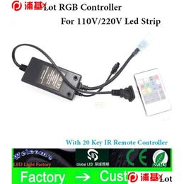 Contrôleurs Rgb 2Pcslot pratique 20Key infrarouge RVB haute tension télécommande IR pour 220V 110V 35285050 LED bande lumineuse 1558743 D Dhqkh