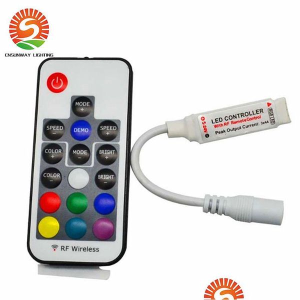 Controladores RGB Controlador LED Dc5V-24V 12A 17Key Mini Rf Regulador remoto inalámbrico para 5050 3528 Tira flexible Luz Entrega de gotas Ligh Dhtps