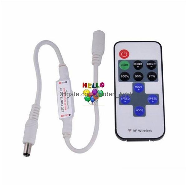 Controladores RGB Mini RF Dimmer de control remoto LED inalámbrico para tira de luz de color único SMD5050 SMD3528 Luces de entrega de caída Lighti Otu3y