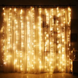 RGB-gordijn LED-lichtslinger USB-afstandsbediening verlichting voor bruiloft Kerstmis Nieuwjaar huis buitendecoratie