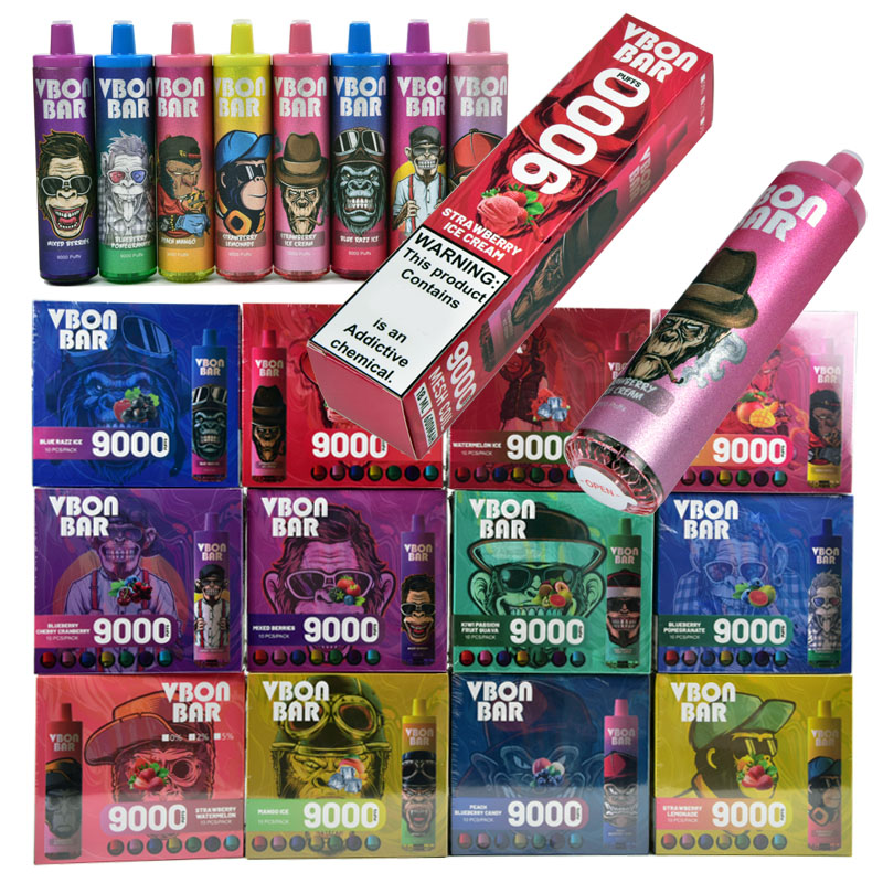 RGB Disposable Vape e cigarette VBON 9000 Puffs Mesh Coil Disposable E-cigarettes Pen Device Stick Kit 18ml Rechargeable Battery