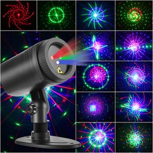 L'effet laser mobile polychrome RVB allume 20 modèles de lumières de projecteur de Noël en plein air, lampe de pelouse de jardin, éclairage de décoration de maison