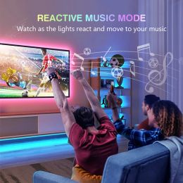 RV IC IC TV LED Backlight Lights with Camera Music Sync Wi-Fi Smart App Control Strip Lights For Gaming Movies Screen 55-65 pouces