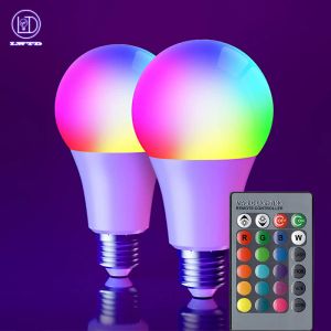 RGB LED-lamp E27 5W-15W 220V Zeven kleurenlichten Remote Regel Intelligente lamplamp badkamer slaapkamer woonkamer lichtgevend licht