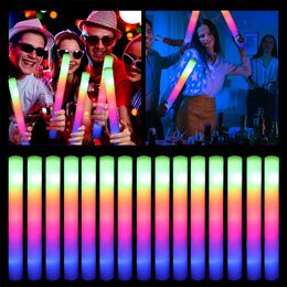 RGB LED Glow mousse Stick Cheer Tube Colorful Light Glow in the Dark Birthday Wedding Party Supplies Festival Party décorations JN13