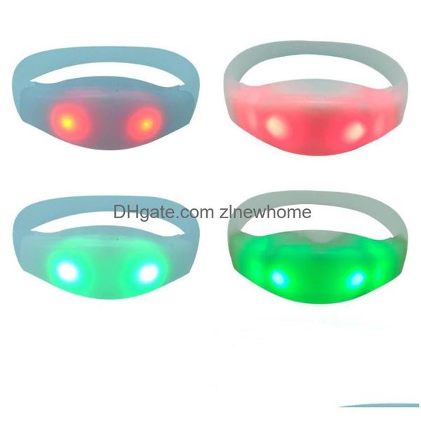 RVB LED Light Sound activé Bracelet Bracelet Bracelets de commande vocale pour Party Rave Concert Carnaval Faveurs Drop Livraison Dhqn1