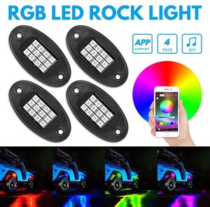 Lumières de roche LED RGB, contrôle Bluetooth, 12V, 20W, Kits d'éclairage multicolores au néon, étanche IP68, fonction de synchronisation, mode musique 5782506
