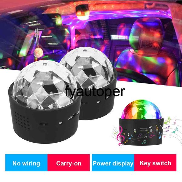 Luces de escenario LED RGB, lámpara de ambiente Interior de coche, luz ambiental USB para coche, luces de fiesta de DJ, bola de discoteca giratoria activada por sonido