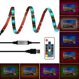 RGB LED-strips 5050 30LED M DC 5V USB-licht Waterdicht Flexibele Neon Tape 1M-5M Voeg afstand toe voor TV-achtergrond