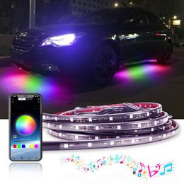 RGB LED Strip Bluetooth App Control Flowing Color Under Car 90CM 120CM IP65 Tube Underglow Underbody System Neon Light 12V275p