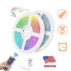 RGB LED Strip Light 5050 5 M 10M IP20 LED-licht RGB LED's Tape LED-lint Flexibele RF Bluetooth-app Controller DC12V-adapter