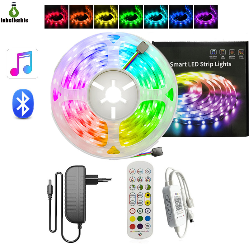 RGB LED Strip Light Zestaw 5m 10m 15M 30LL/M WiFi Bluetooth Music 5050 24 Keys Pilot Control Waterproof