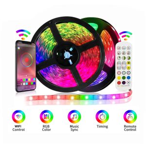 RGB LED Strip Lights Kit Flexibele tape Lint Strips Licht WiFi Bluetooth Music Sync Controller Adapter Inbegrepen