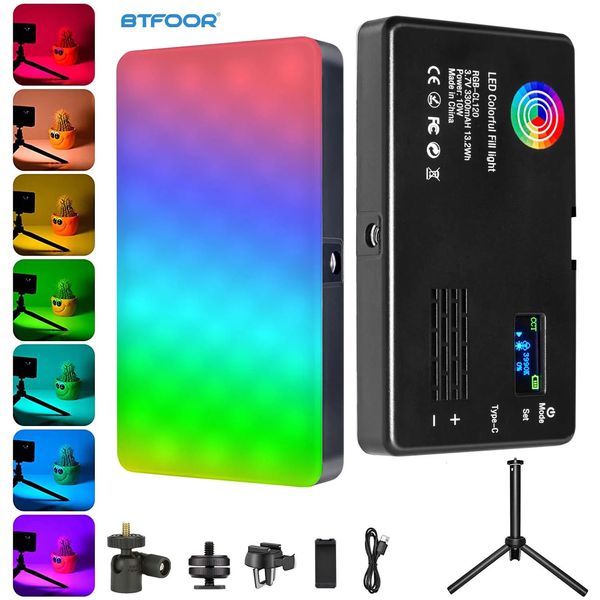 Panneau d'éclairage de caméra de remplissage de lumière vidéo LED RGB CRI95 25009000K, écran LCD, chaussure froide pour Vlog Streaming en direct DSLR 240111