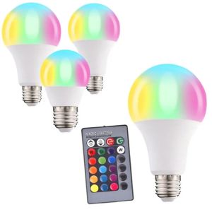 Ampoule RGB Emplance E27 LED COLORFUR Couleur de couleur Lampe RGBW Bulbes intelligents 5W 10W 15W IR Remote Controlant pour la maison Lumière de Noël