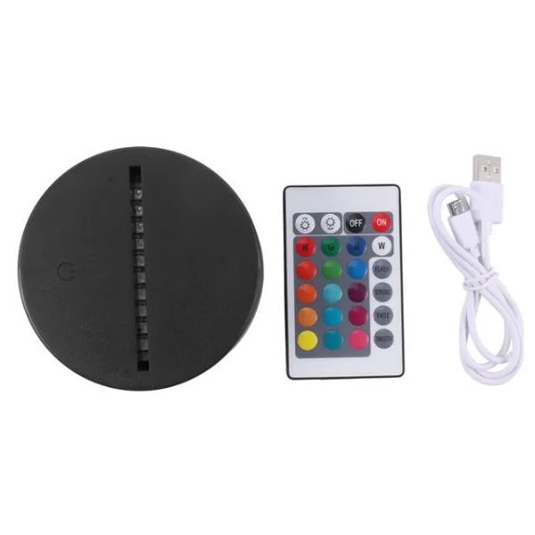 Base de lampe LED RGB pour lampe d'illusion 3D, panneau lumineux en acrylique de 4mm, pile AA ou USB DC 5V, veilleuse 3D LL