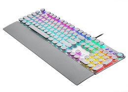 RVB Mécanique clavier Streaming Punk Style Backlit Gaming Keyboard Suspension Panneau métal avec contrôle lumineux et poignet REST2148130