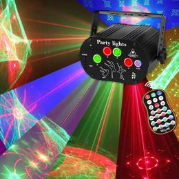 Mini projecteur Laser Disco DJ RGB, LED Rechargeable par USB, son UV stroboscopique, effet de scène, lampe de fête de mariage, de noël et de vacances