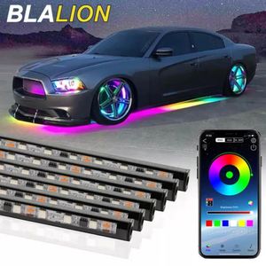 RGB-neonlichten SEAMETAL Car Flexible Underglow Strip Light LED Underbody Remote APP Control Sfeerlamp voor auto-decoratie