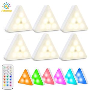 RGB Night Light Dimmable Timing 16 couleurs Cabinet Lights Battery Operated Touch Quantum Triangle Wall Lamp
