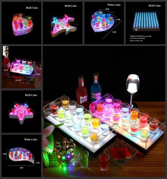 Estante para 6 o 12 vasos con iluminación acrílica recargable RGB, soporte para servir, soporte de exhibición para copas de vino, bandeja de servicio de vidrio LED VIP S2691997