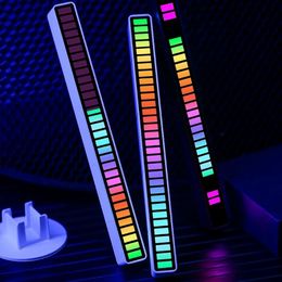 Luz de ritmo RGB, lámpara nocturna, luces de fiesta con sonido, decoración de habitación, Sensor de Control de voz, retroiluminación, música, ambiente, Led, 32 led ambientales