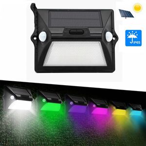 Lámpara de pared solar RGB para exteriores IP65, luz con Sensor de movimiento ABS resistente al agua, 180 ﾰ 3 modos, luces Led de jardín para exteriores para garaje de patio