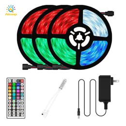 RGB Strip Set 15m 49FT 5050SMD 900LEDS IP20 IP65 LED Strips Light Flexible Ribbon Stripe Tape Lights Kit met IR-controlleradapter