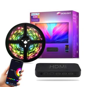 Bande lumineuse LED RGB TV, 3.8M, rétro-éclairage TV, application et synchronisation de la musique, pour ordinateur portable LL