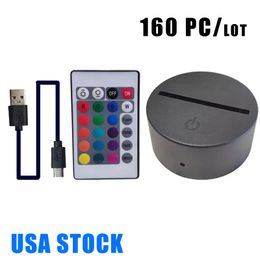 Lampe tactile LED avec câble USB RGB, Base de lampe 3D, veilleuse 3D, support de panneau en plaque acrylique, télécommande pour bar et restaurant Crestech Stock Usa