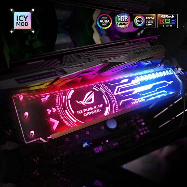 Soporte RGB VGA personalizable A-RGB Horizental GPU soporte tarjeta de vídeo soporte 5V 3Pin personalizar AURA 12V enfriador de agua personalizado MOD341K