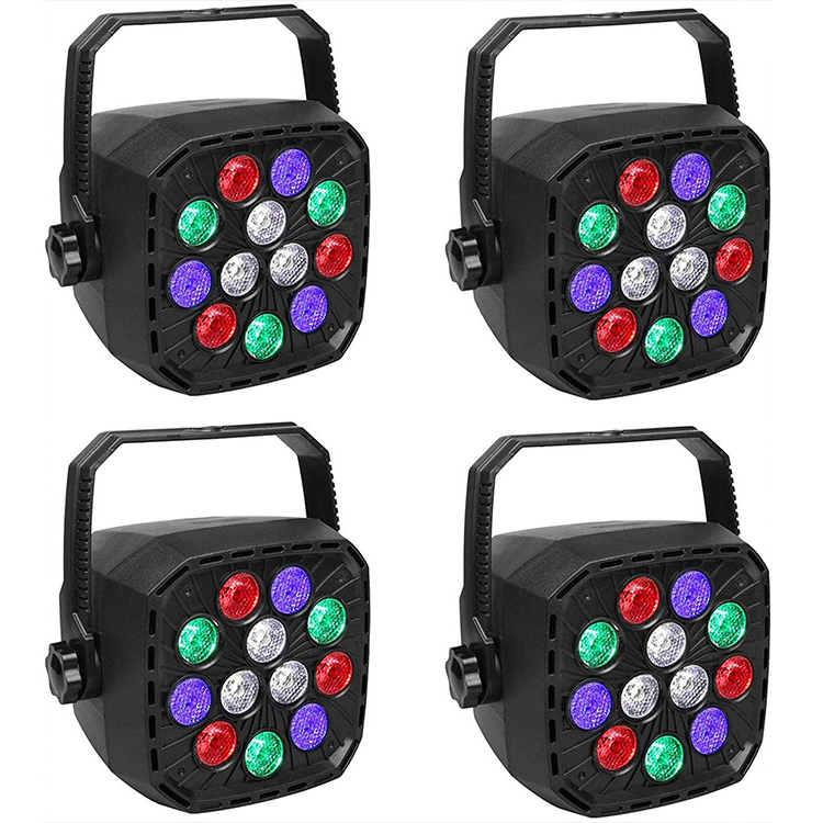 Luzes de palco profissionais 12 LED RGBW Mixed Effect Up Lights com controle remoto DMX 512 Sound Activated Light LED Disco DJ Par Light para Party Club Wedding