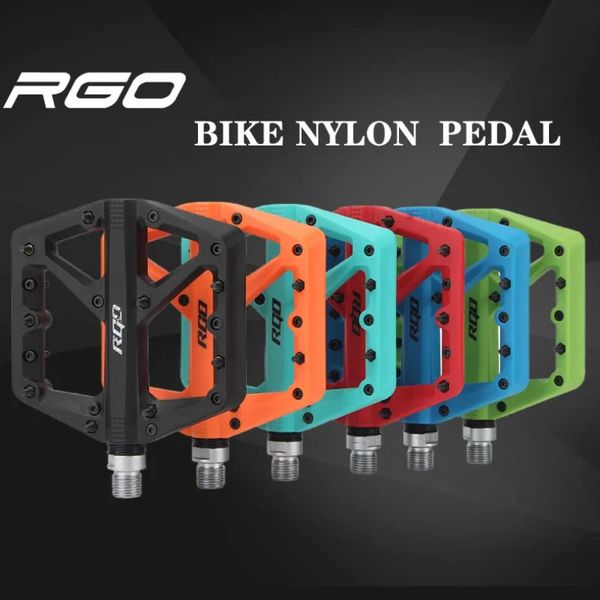 RGO Pédales de vélo MTB Plateforme en nylon Plate-pied de pied plat Pagnant de VTT Paddle Grip pédalen Bouettes Poot à pied cyclistes Hold 240518