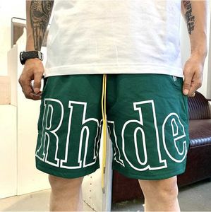 RH Designer Men Limited Rhude Shorts Summer Swim Korte Knie Lengte Hip Hop High Street Sport Training Strandbroek Mens Elastische taille Mesh