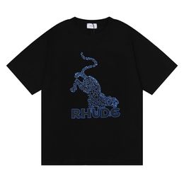 RH Designers Mens Rhude broderie t-shirts for Summer Mens Tops Letter Polos Shirt tshirts Vêtements à manches courtes grandes taille plus taille 100% coton S-XL 921