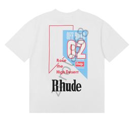 Rh Designers Mens Rhude Broderie T-shirts pour l'été Hauts pour hommes Lettre Polos Chemise Femmes T-shirts Vêtements à manches courtes Grande taille 100% coton T-shirts