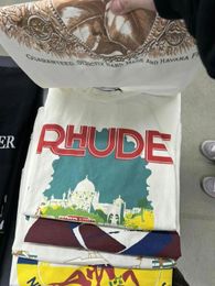 RH Designers Mens Rhude broderie T-shirts for Summer Mens Tops Letter Polos Shirt Tshirts Vêtements à manches courtes Large plus Qing