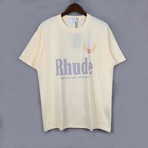 RH Designers Mens Rhude Borduurwerk T-shirts voor zomerheren Tops Letter PoloS Shirt Dames T-shirts Kleding Korte mouwen Grote plus maat 100% katoenen T-XL 421