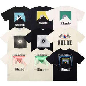 RH Designers Mens Rhude Borduurwerk T -shirts voor zomerheren Tops Letter PoloS Shirt Dames T -shirts Kleding Korte mouwen Grote plus 833