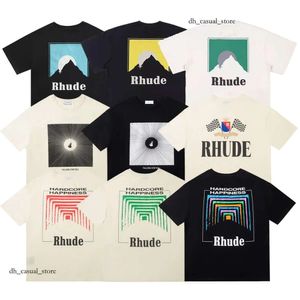 RH Designers Mens Rhude broderie T-shirts for Mens Tops LETTS POLOS THIRTS THIRTS Vêtements courts à manches courtes grandes taille plus 100% coton TIES S-XL 723