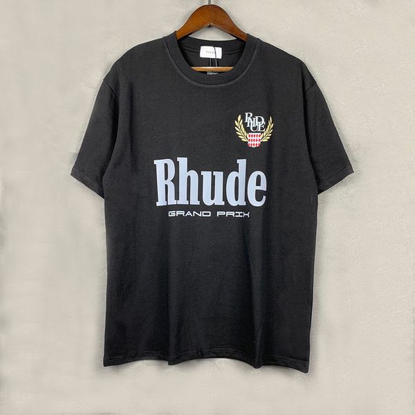 RH Designers Mens Rhude broderie T-shirts for Mens Tops LETTS POLOS THIRTS THIRTS Vêtements courts à manches courtes grandes taille plus 100% coton TIES S-XL AHF4