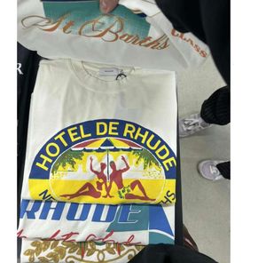RH Designers Rhude Borduurwerk T -shirts voor zomerheren TOPS Letter PoloS Shirt Dames T -shirts Kleding Korte mouwen grote plus size099