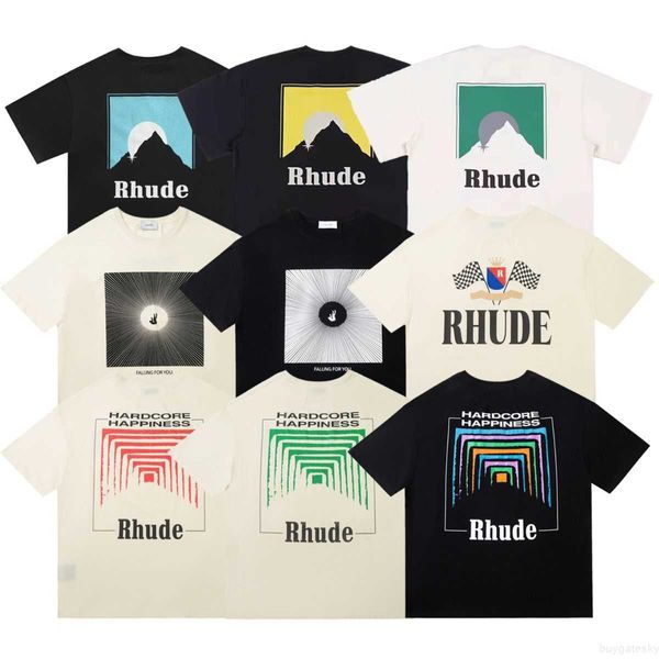 Rh Designers été hommes Rhude t-shirts pour hommes hauts lettre polos chemise broderie femmes t-shirts vêtements à manches courtes grande taille t-shirts Mric